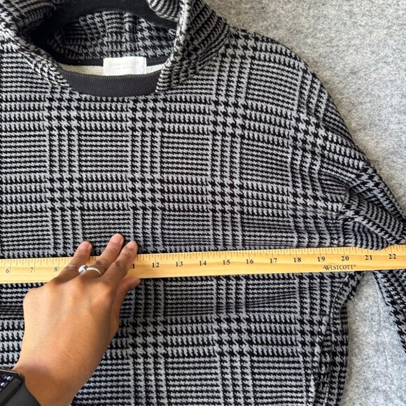 John Elliott Hoodie Black White Plaid Houndstooth Cropped Sweatshirt - Picture 8 of 12